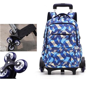 Sac à dos d'enfants sur des sacs d'école de roues avec 2/6 roues sacs d'école détachables de chariot pour le sac imperméable de livre d'enfants de garçons de filles: 6 wheels purple