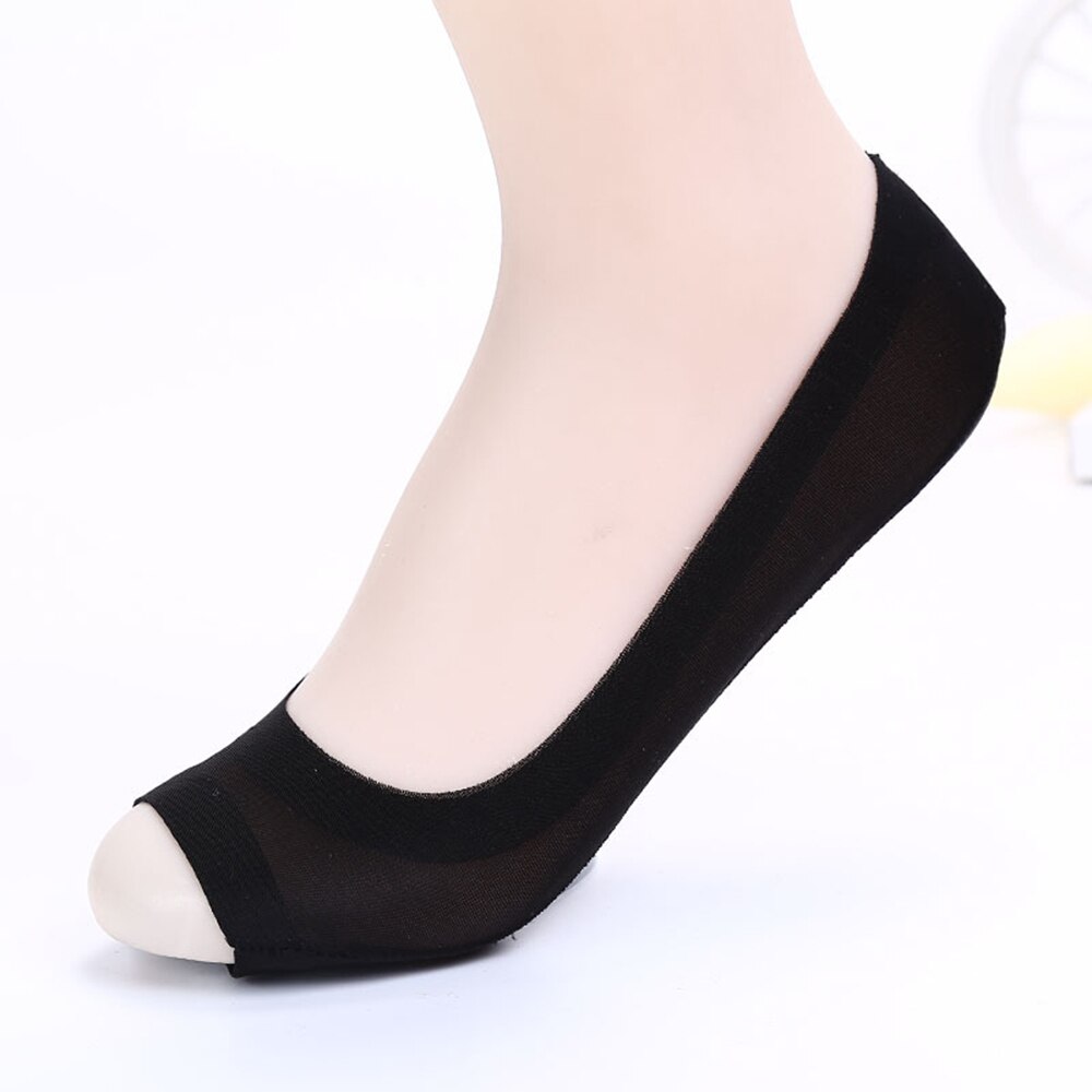 1 paar Vrouwen Vis Mond Onzichtbare Sokken Siliconen antislip Ijs Zijde Boot Sokken no show sokken calcetines bajos: black