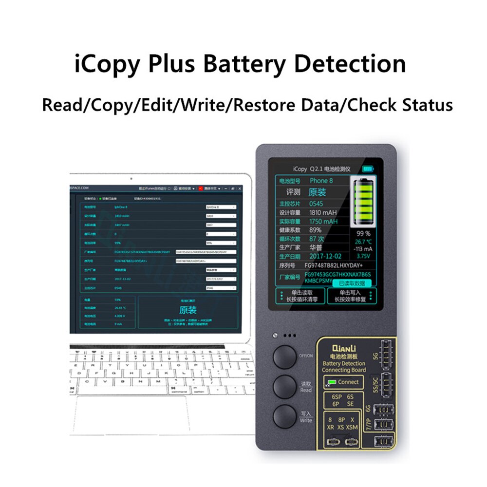 Icopy Plus 2.1 Lcd-scherm Lichtgevoelige Originele Kleur Photometer Voor Iphone 7 8 8P X 11 Max Batterij Reparatie programmeur