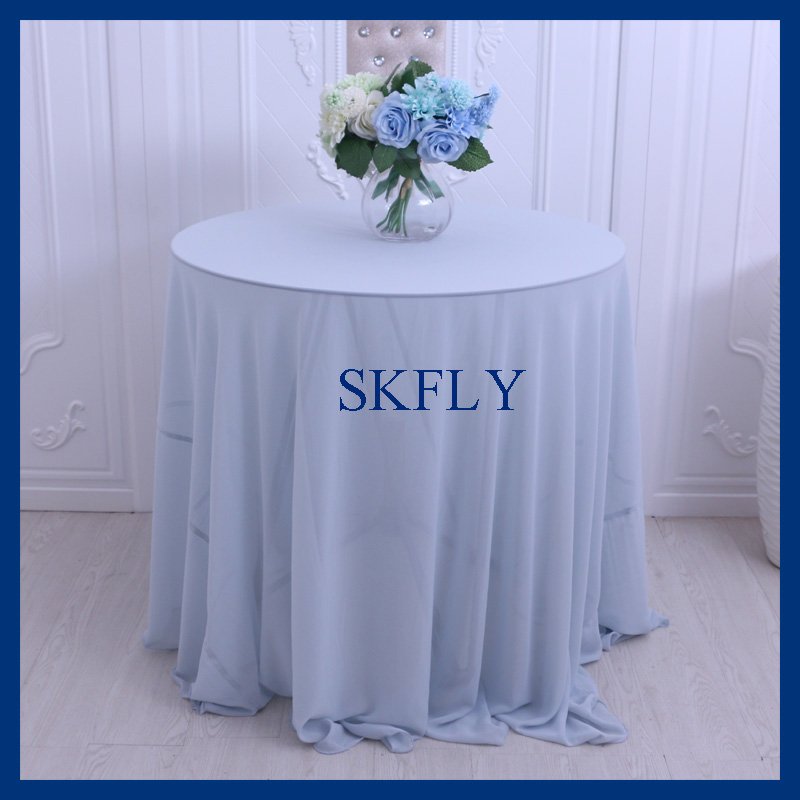 CL061A SKFLY 90 inch ronde ronde lichtblauw chiffon tafelkleed of tafel overlay