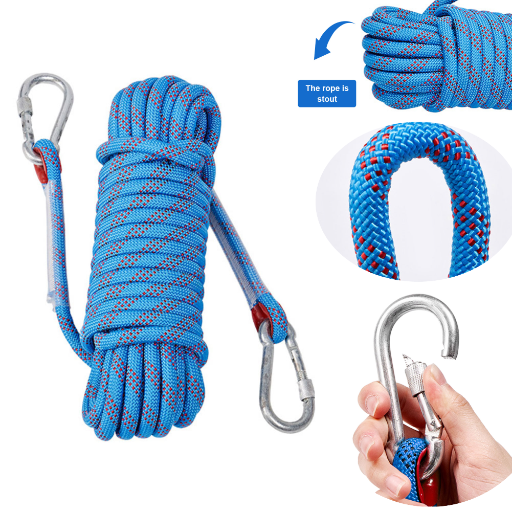 Cuerda de escalada en roca de 10mm, cuerda de rapero estática para exteriores de 10M/20M/30M para rescate de incendios, Escape de seguridad, escalada en árboles para exteriores
