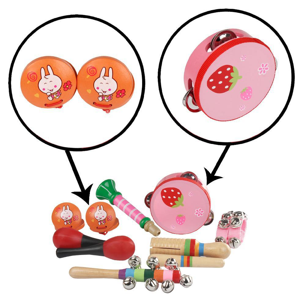 10 unidades/juego de instrumentos musicales de percusión, Kit de ritmo para niños pequeños, instrumentos de música, juguetes para niños, de Navidad