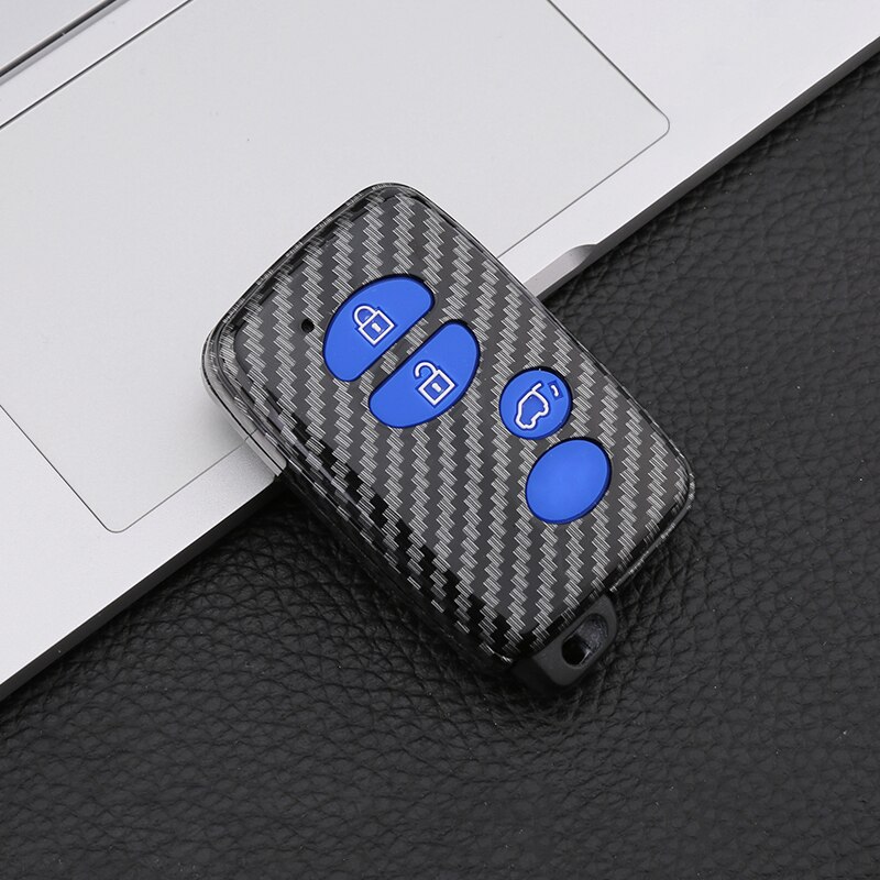 Auto Sleutel Cover Key Case Voor Toyota 86 Land Cruiser Prado 150 Avalon Camry Prius Crown Highlander Voor Subaru Foreste xv Legacy: C Carbon Blue