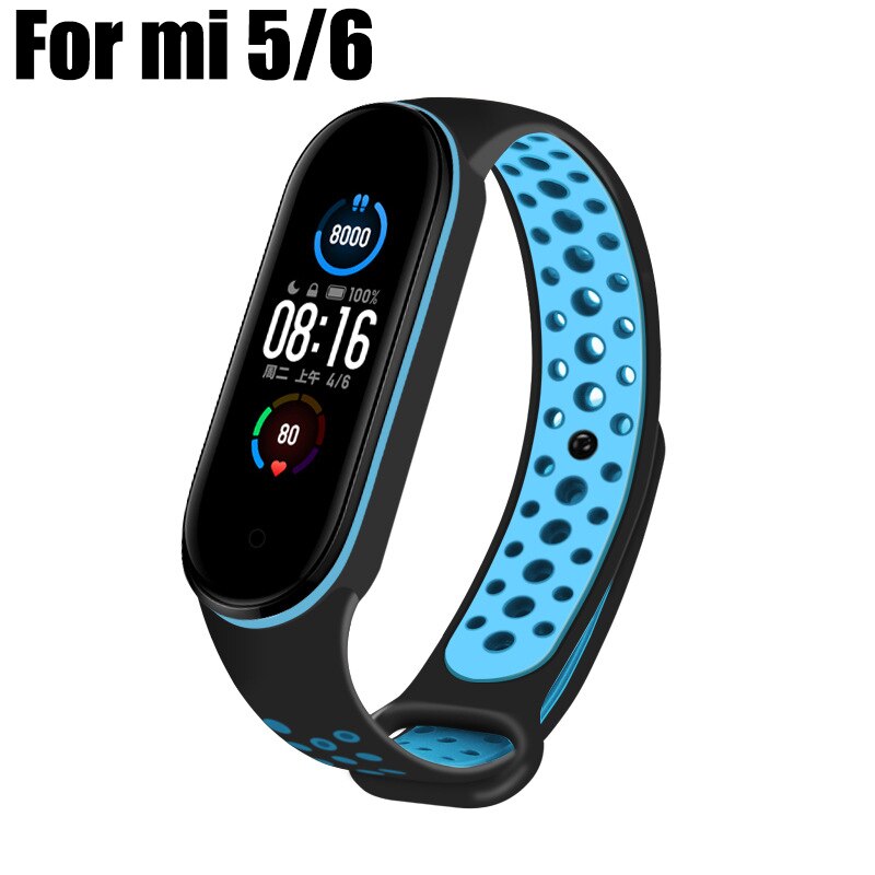 Inteligentna bransoletka dla Xiaomi Mi Band 6 5 pasek silikonowy MiBand 3 4 bransoletka pasek na rękę dla Xiaomi Mi Band 6 wymienny pasek do: Black blue mi 5 6