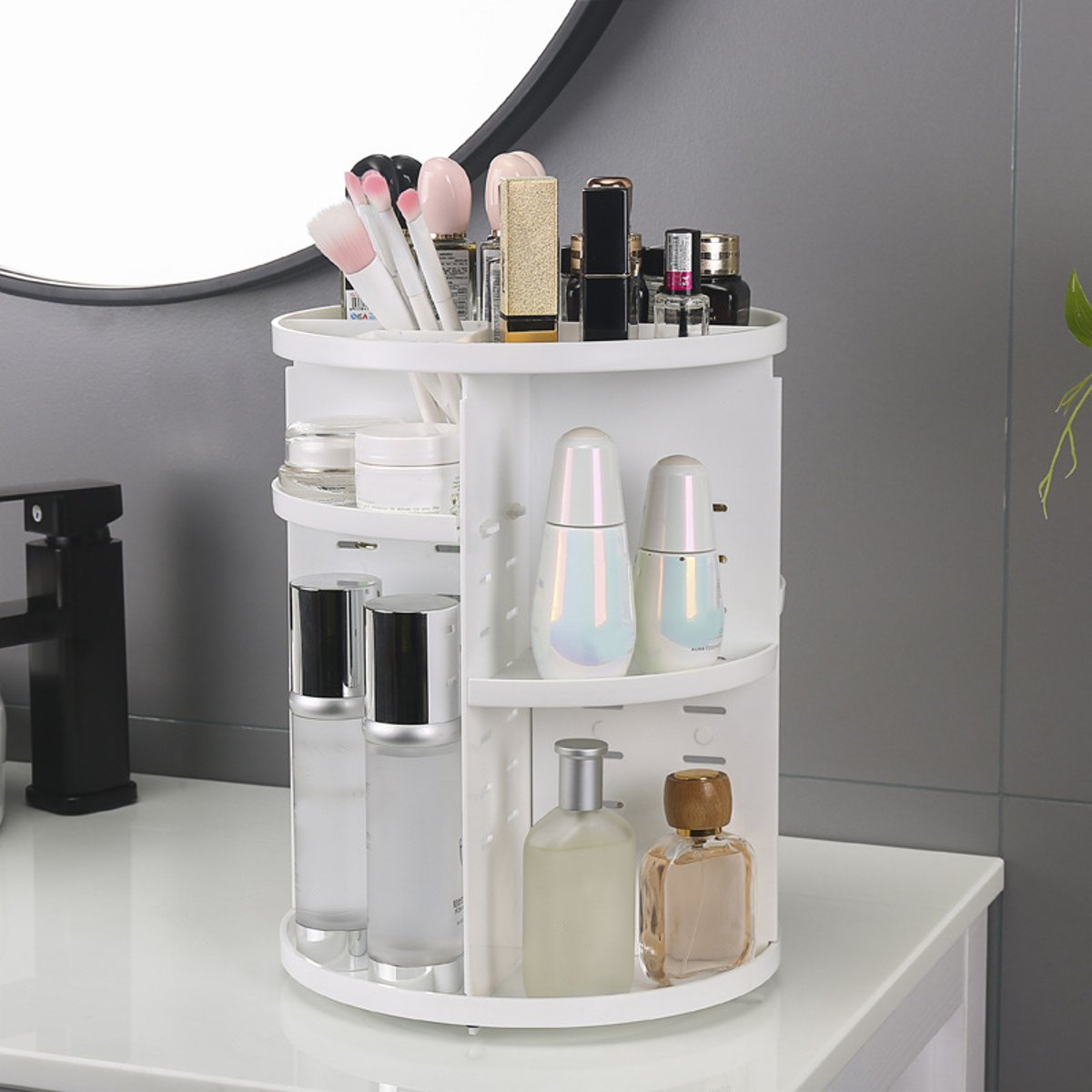 360 Roterende Plastic Cosmetische Make-Up Organizer Diy Afneembare Rangement Maquillage Verstelbare Desktop Make Storage Houder Rack
