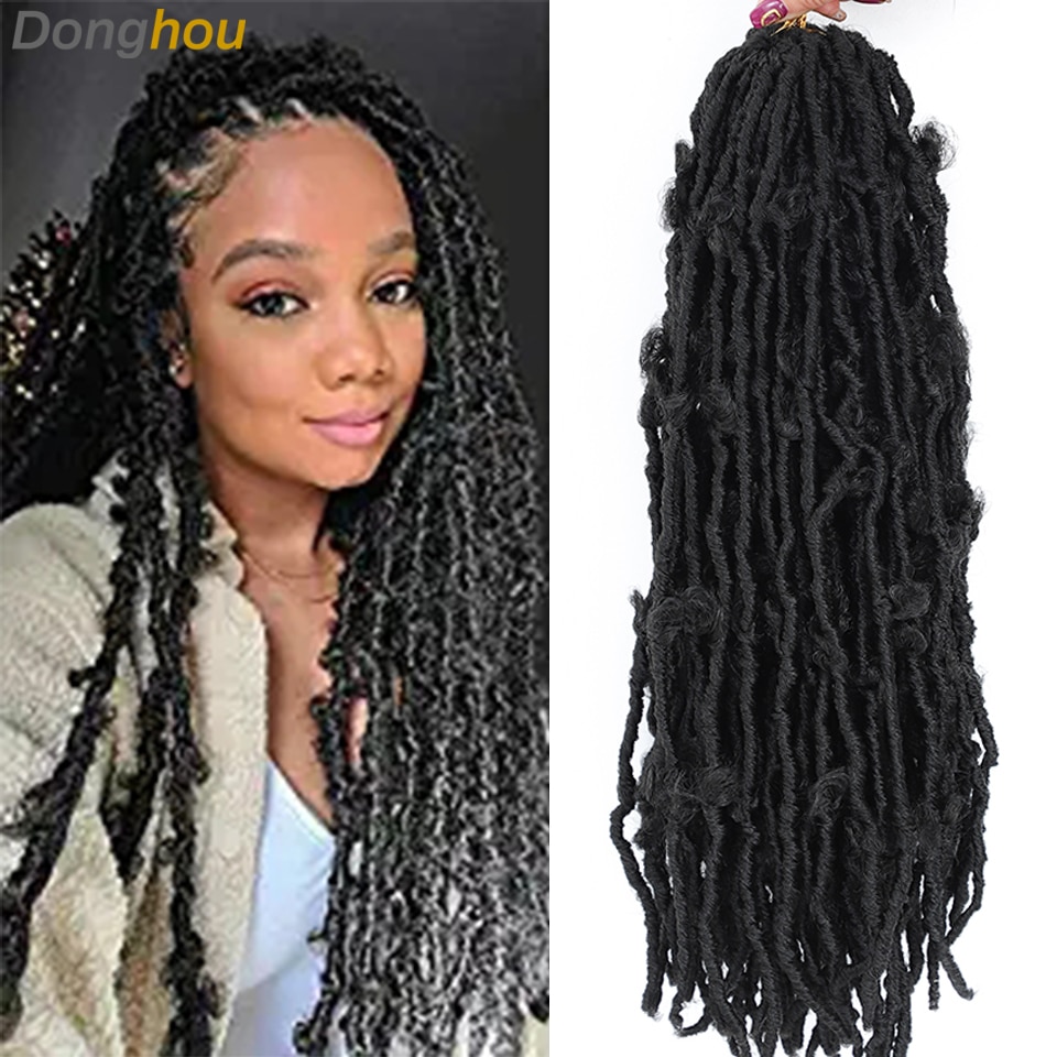 Donghou Ombre Butterfly Locs Crochet Hair Distressed Butterfly Locs Crochet Braids Goddess Pre Looped Long Locs Pre-Twist Braid