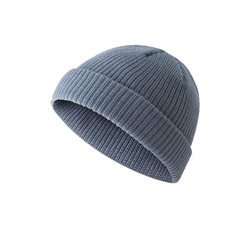 Unisex Winter Geribbelde Gebreide Caps Cuffed Korte Meloen Skullcap Effen Kleur Baggy Retro Ski Docker Beanie Hat Slouchy Classicial: 3
