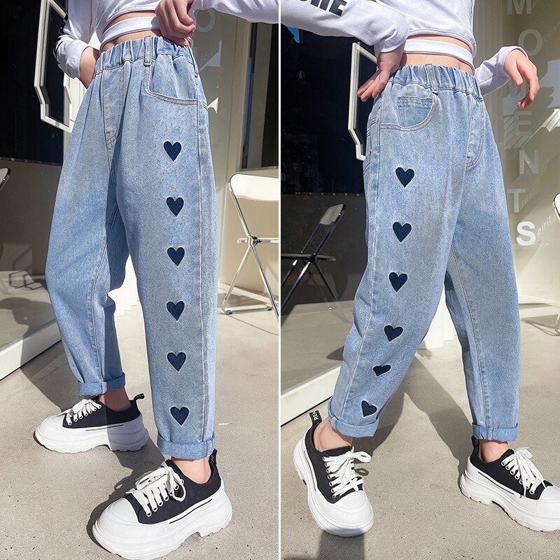 Mädchen Jeans Hosen Frühling Snd Herbst Neue Kinder Jeans Wilden Casual Lose Denim Hosen Kinder Kleidung Mädchen 4 - 12 jahre