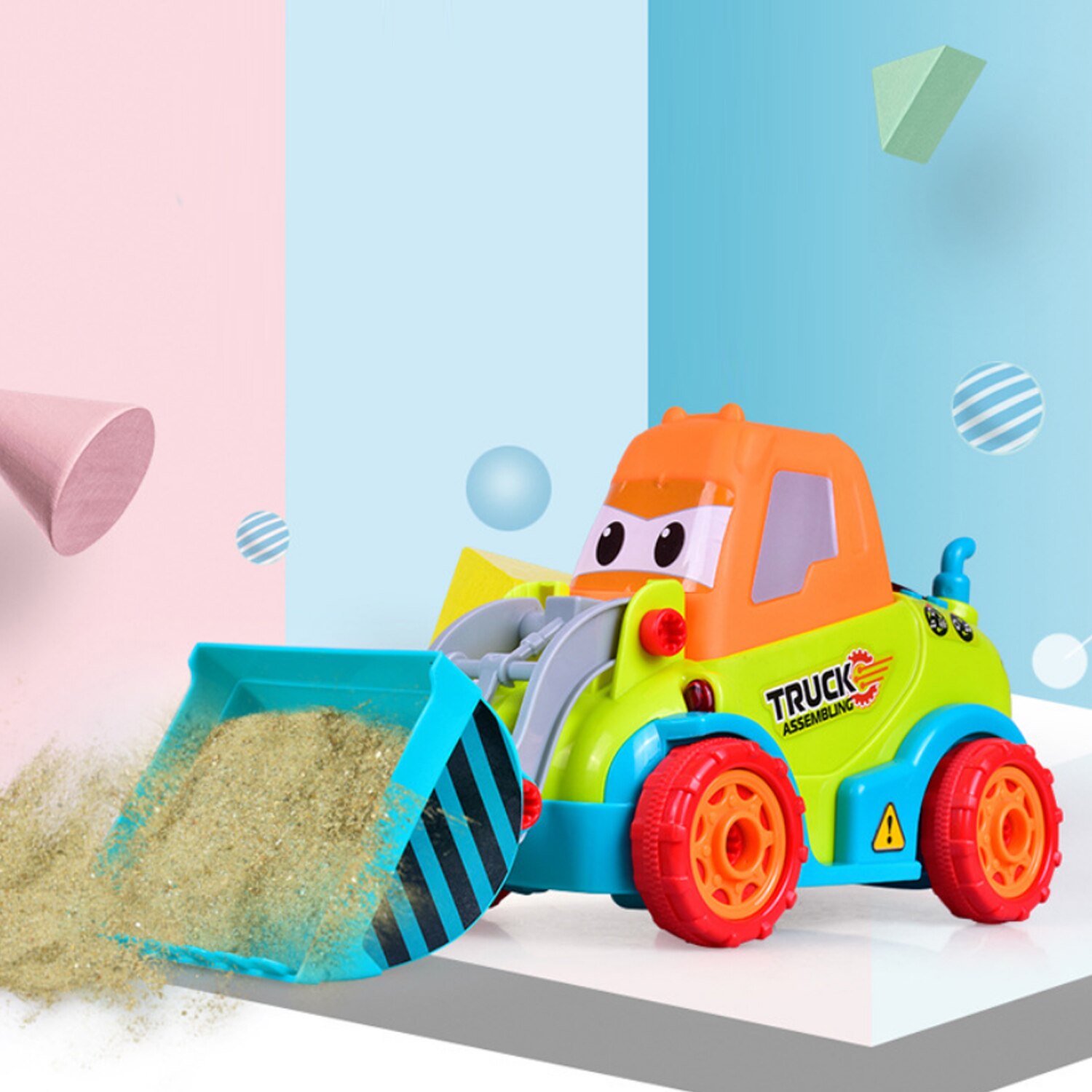 Bambini mini Cartone Animato FAI DA TE Assemblare ah CONDOTTO Le Luci di Musica Camion Prendere A Parte auto Del Veicolo Giocattolo impostato con Trapano Elettrico Strumento di Cacciavite regali