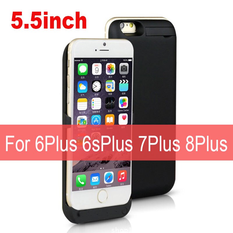 10000 mah grotere capaciteit telefoonbatterij oplaadhoes voor iphone 6 6s 7 8 telefoonbatterijhoes voor iphone 6 plus 6 splus 7 plus 8 plus: 5.5 inch zwart