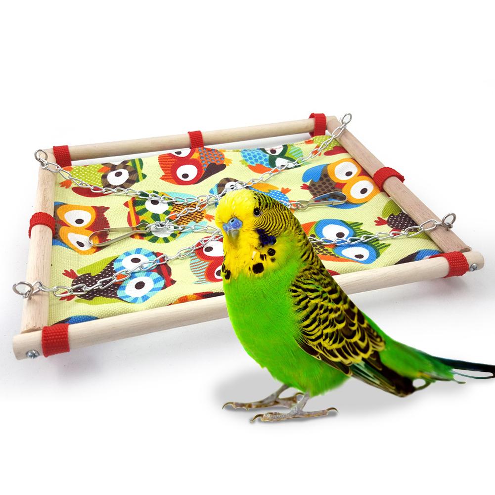Percha para pájaros loro lona hamaca pájaro columpios loro soporte de madera juego de escalada cama columpio cama colgante pequeña aves suministros 20E