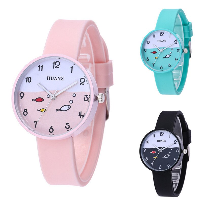 Top Brand Huans Kinderen Horloges Voor Vrouwen Meisje Clcok Kinderen Quartz Horloge Eenvoudige Kleine Verse Siliconen Kinderen horloge