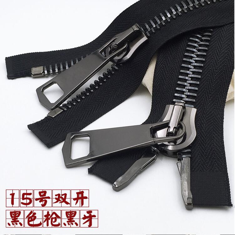 big zipper 15# metal double sliders zipper down jacket coat two way zipper 1piece 70cm 85cm 100cm black white pocket zip: 5 / 85cm