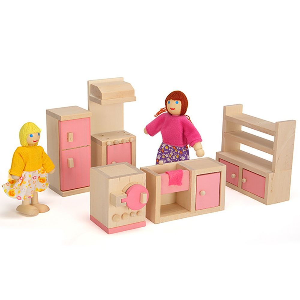 Famille de poupées en bois articulées pour jeu de rôle, ensemble de figurines multicolores, pour maison de poupée en bois