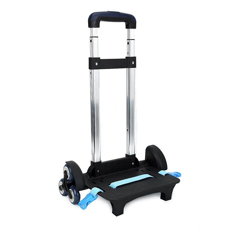 Aluminum alloy Pull Rod Bracket Roll Cart Kid Trolley For Backpack And School Bag Luggage For Children 6 Wheels Expandable Rod: black