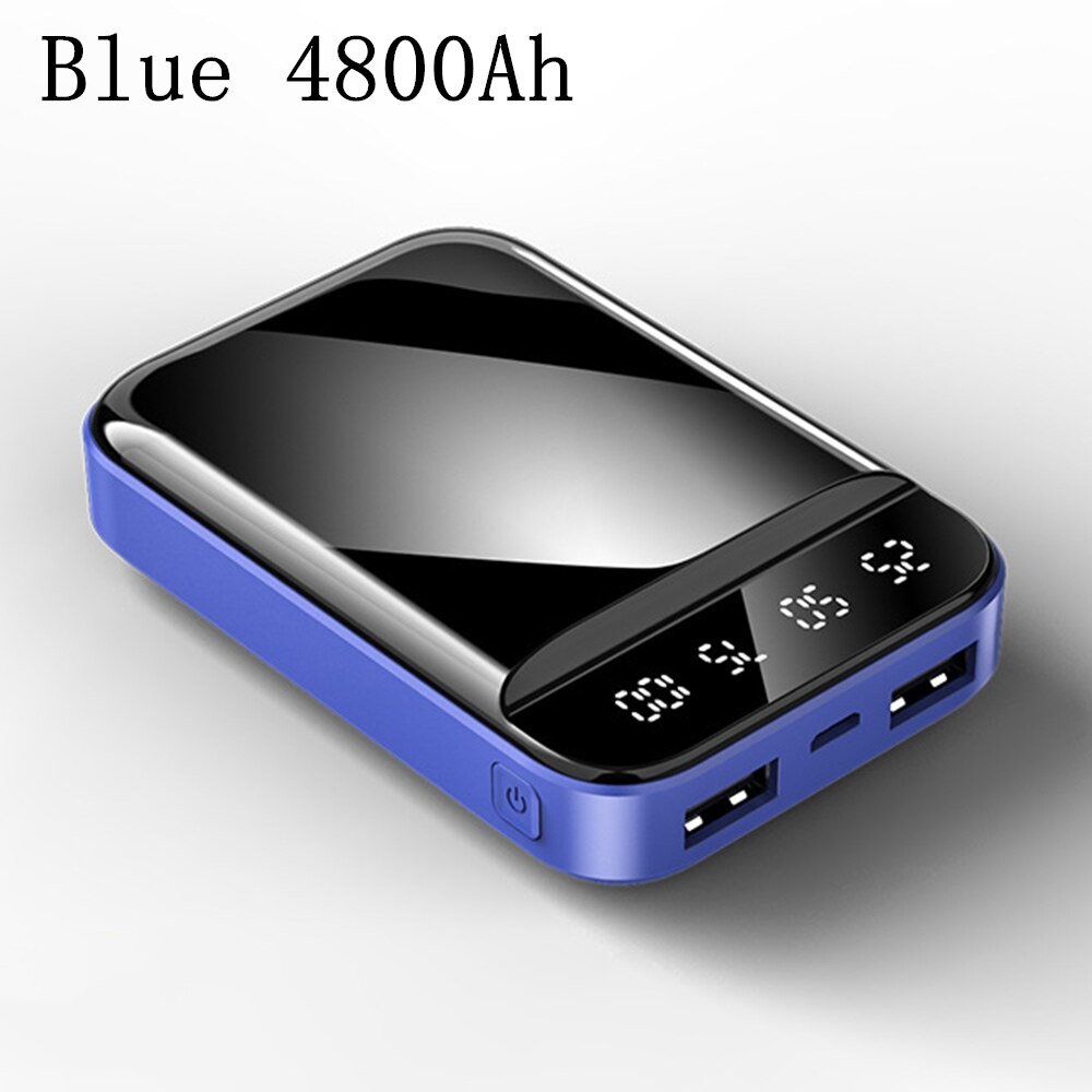 Floveme batterie externe miroir affichage numérique double USB sortie ports 2.1A charge rapide 480010000/20000 mAh pour Smartphone: 4800mAh Blue