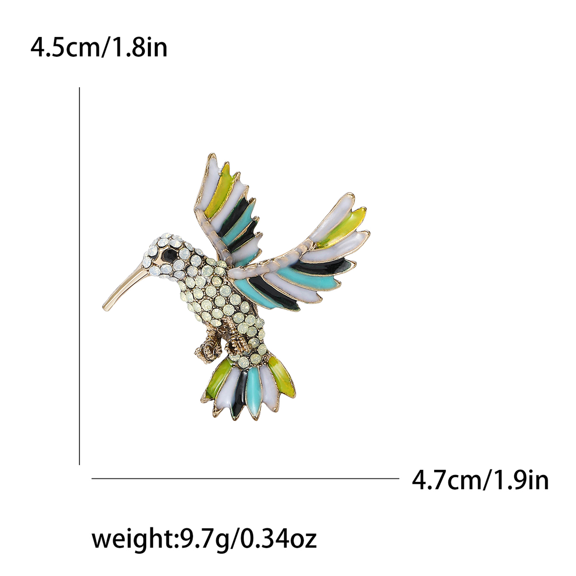 Broches colibri en strass pour femmes, unisexe, en verre, oiseau, animaux, Banquet, fête, sac à dos, , accessoires bijoux: Plaqué bronze antique