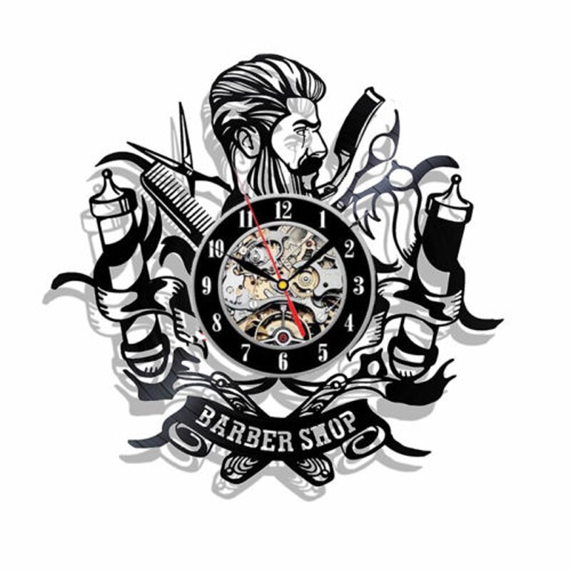 Barbershop Vinyl Record Wandklok Modern Kapper Kapper Klokken Opknoping Muur Horloge voor Kapper Kapsalon: 13