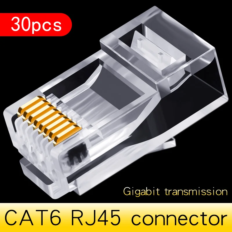 CNCOB Cat6 utp korte lichaam, twee stukken, platte kabel rj45 connector 8P8C modulaire netwerk connector Ethernet computer plug 50 stuks: Rood