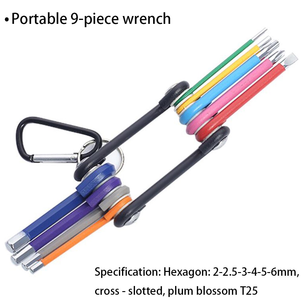 Sammenleggbar unbrakonøkkel metall metrisk unbrakonøkkelsett sekskantet skrutrekker unbrakonøkkel unbrakonøkkel håndverktøy bærbart sett med