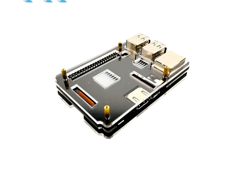 Coque raspberry  pi 3 b+  plus génération, coque 5 couches, couleur jaune, noir, bleu, orange, rouge, envoi avec dissipateur thermique: Noir