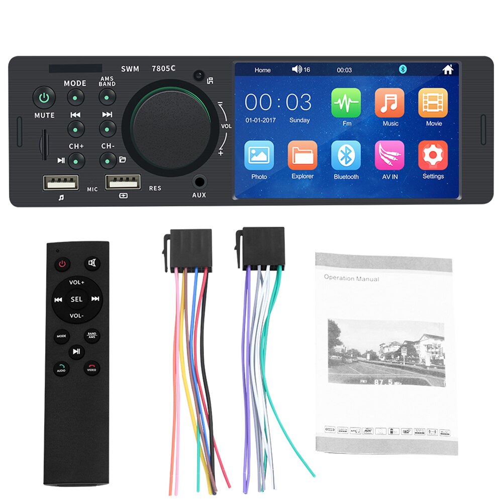 Touch Screen Car Radio 1 Din Bluetooth Audio Video MP5 Player TF USB AUX FM Audio Player Remote Control Car Multimedia Player: Without Camera