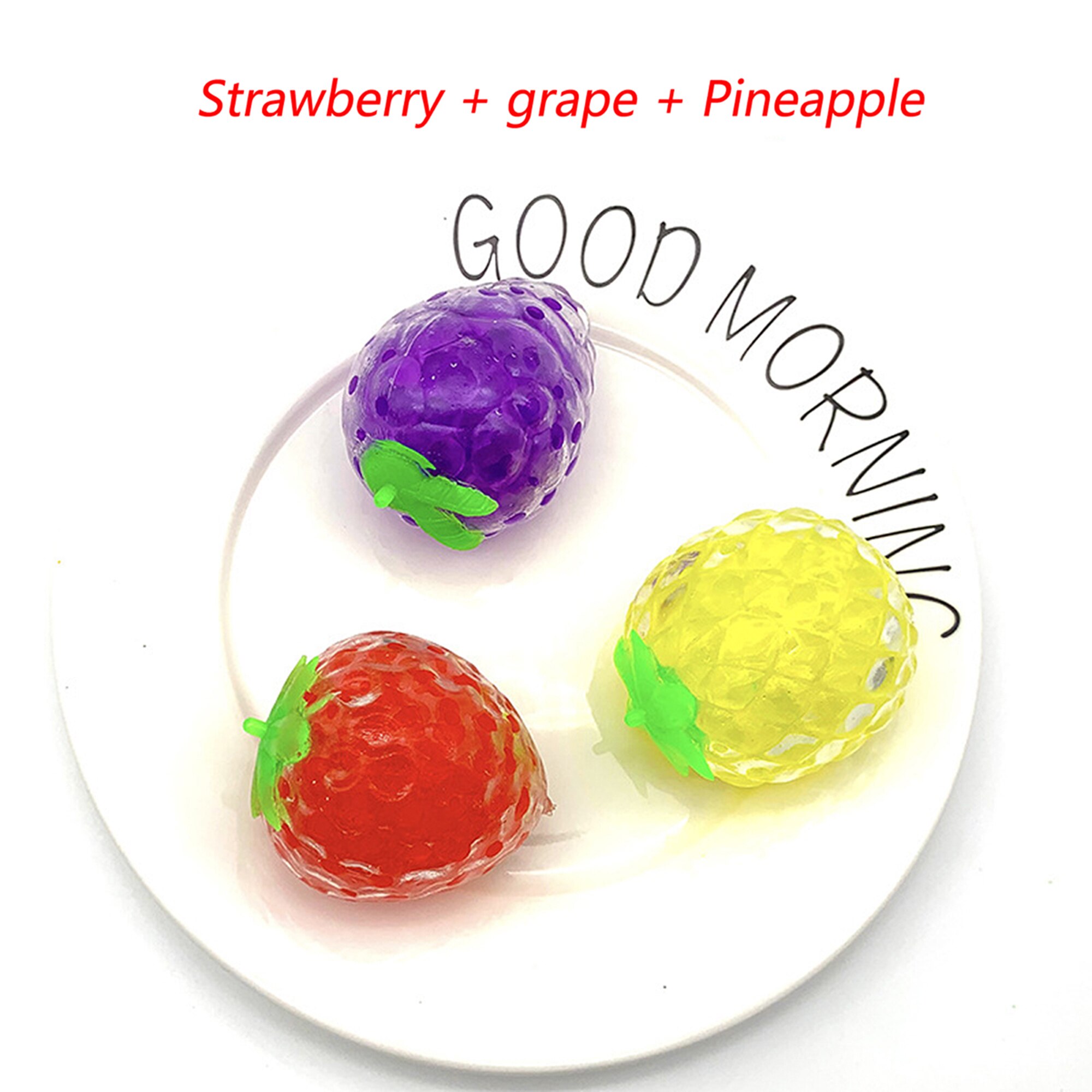 Colorful Soft Squeeze Fruits Ball Smashing Kneading Strawberry Grape Pineapple Decompression Toys (Color Random)