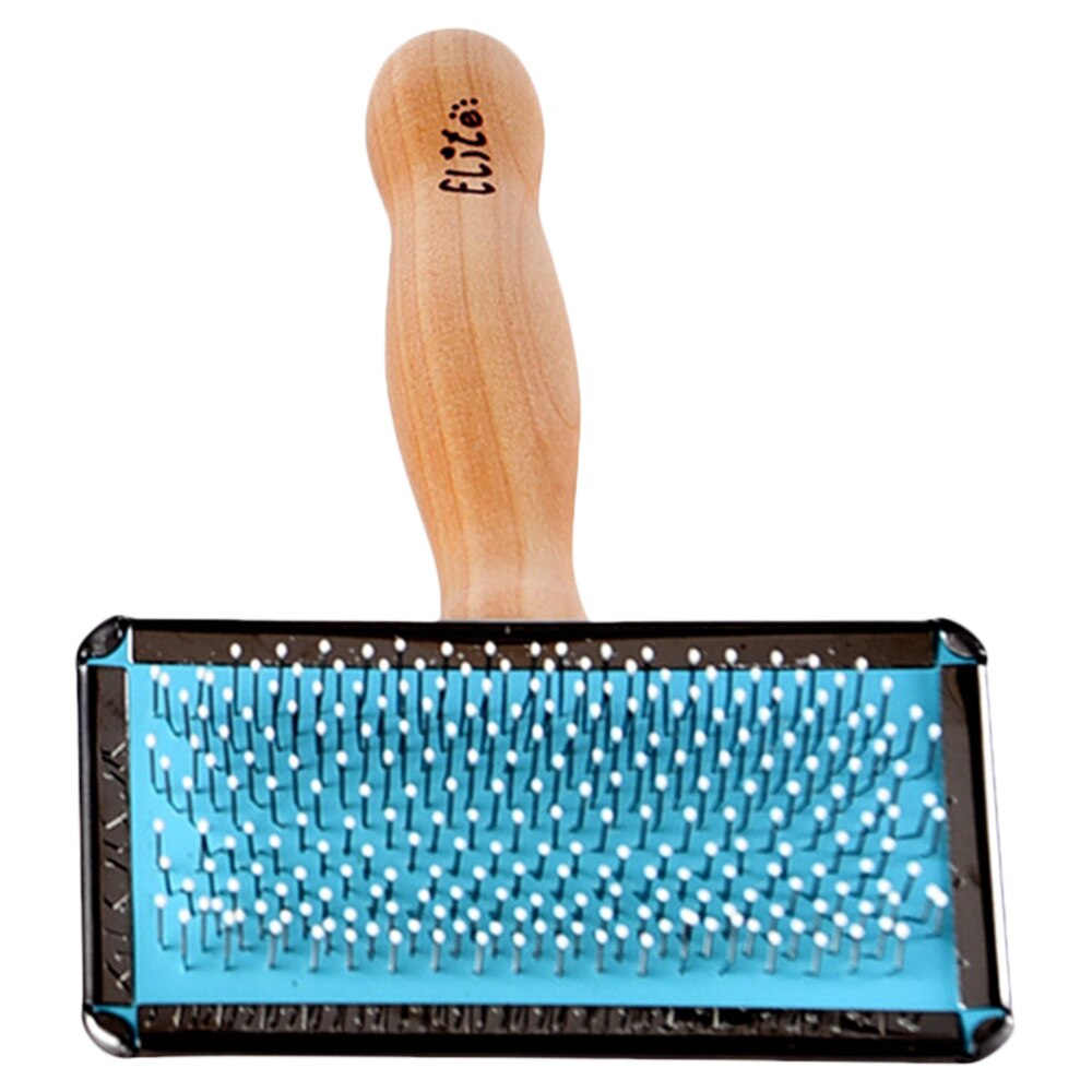 1Pc taille moyenne universel épilateur inoxydable aiguille cheveux nettoyant brosse pratique pour animal de compagnie chien chat (bleu, bois): Blue Wood Color