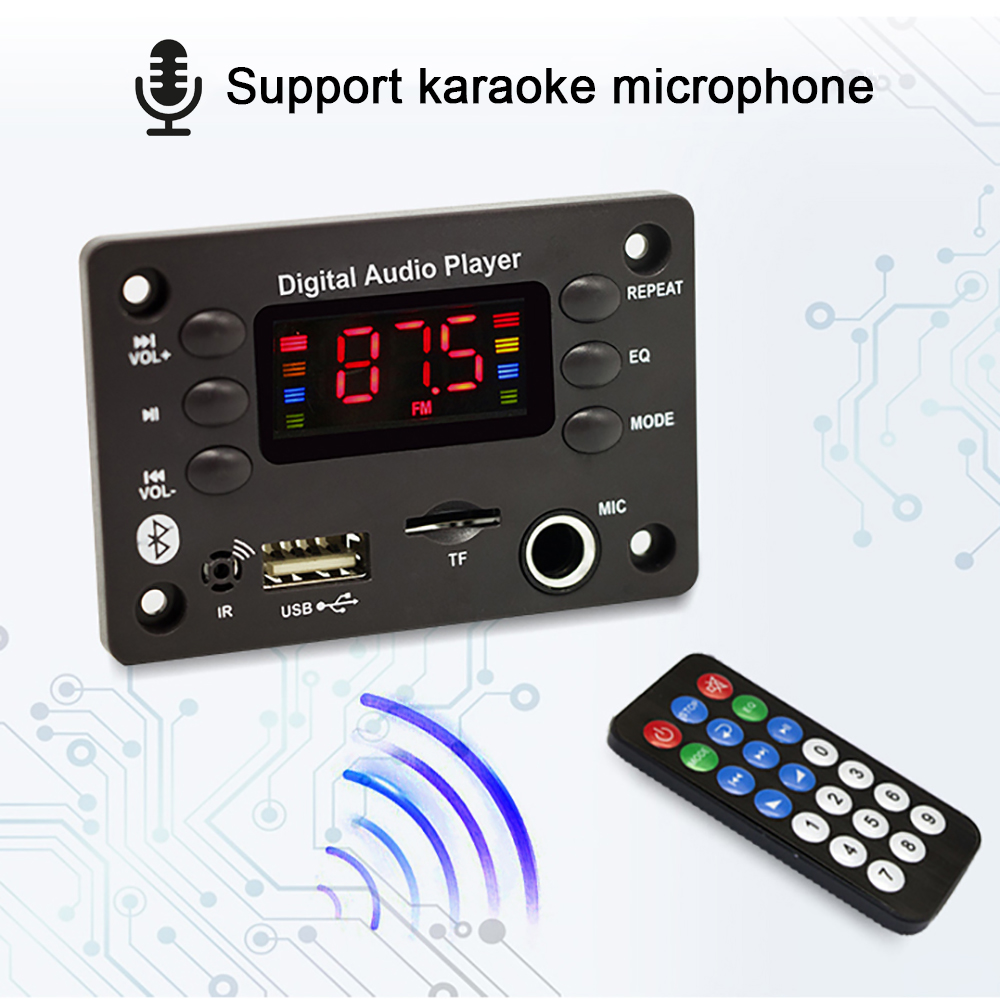 DC 5V 12V odtwarzacz MP3 Bluetooth 5.0 płyta dekodera Radio FM bezstratne odtwarzacz Audio DIY zestaw obsługuje USB zdalny mikrofon TF AUX