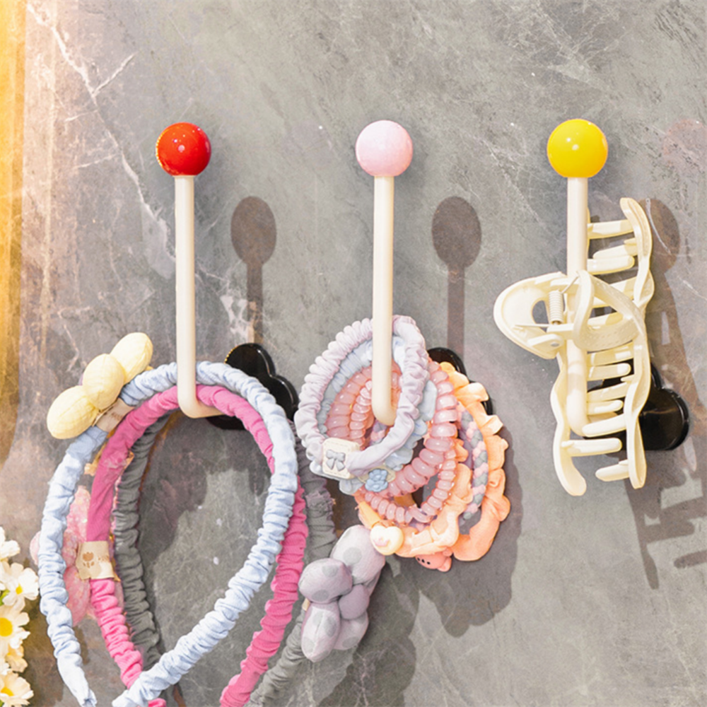 Gancho de almacenamiento multifuncional, estante de exhibición para diadema, soporte organizador para Scrunchie, ganchos sin perforaciones para baño, gancho para colgar bolsa de llaves de pared