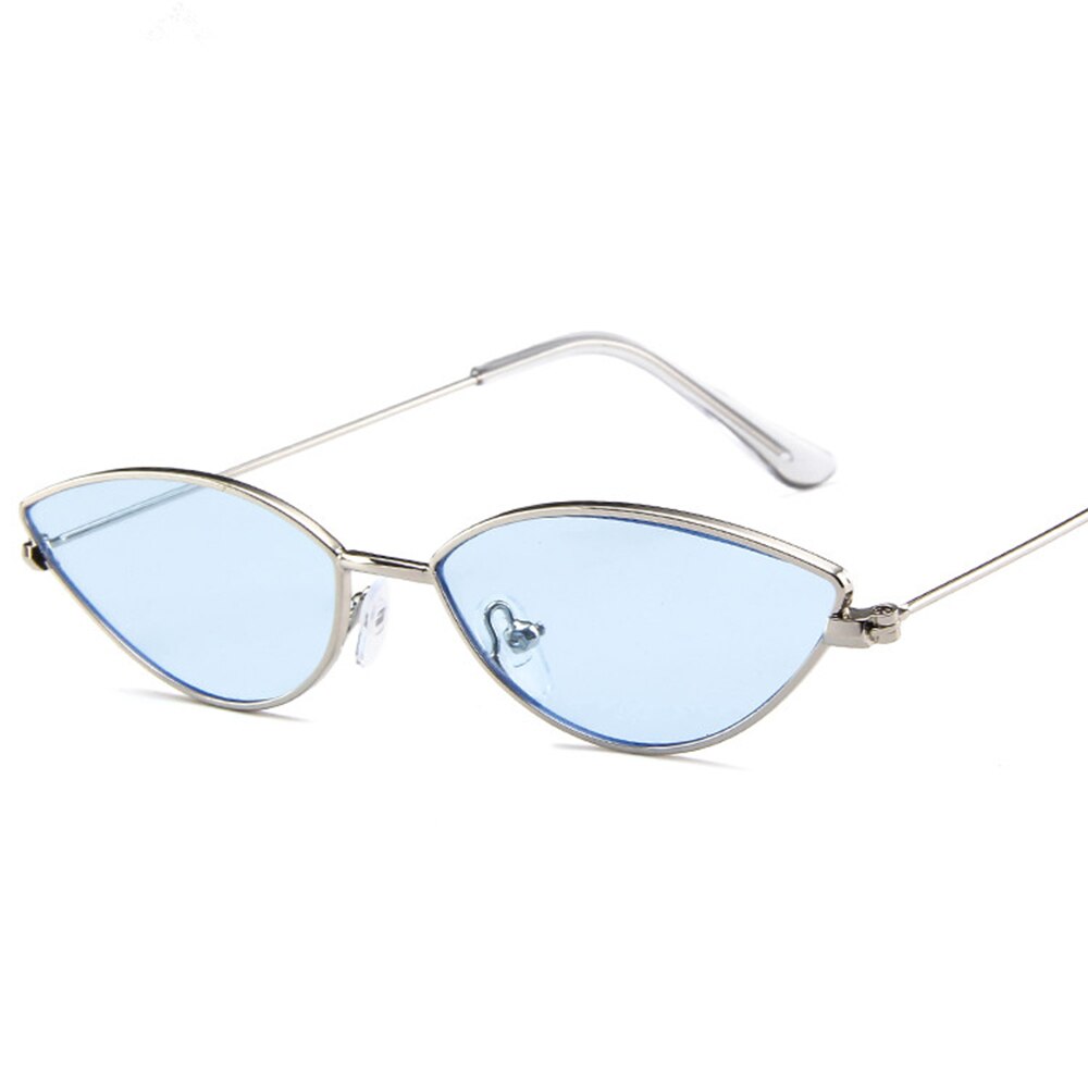 Dcm vintage små damer cat eye solbriller kvinder metalramme gradient solbriller  uv400: C4 blå