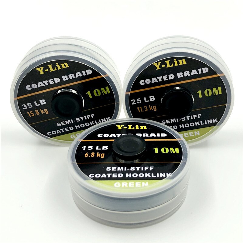 10m Carp Fishing Line Hook Link Carp Coated Hooklink Braid Line For Hair Rig 15IB 25IB 35IB Coarse Fishing Tackle
