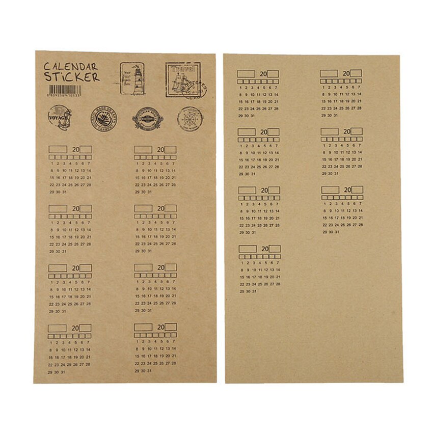 2 vellen/set kalender index sticker datum label handgeschreven blanco notitieboek briefpapier classificatie kalender schema