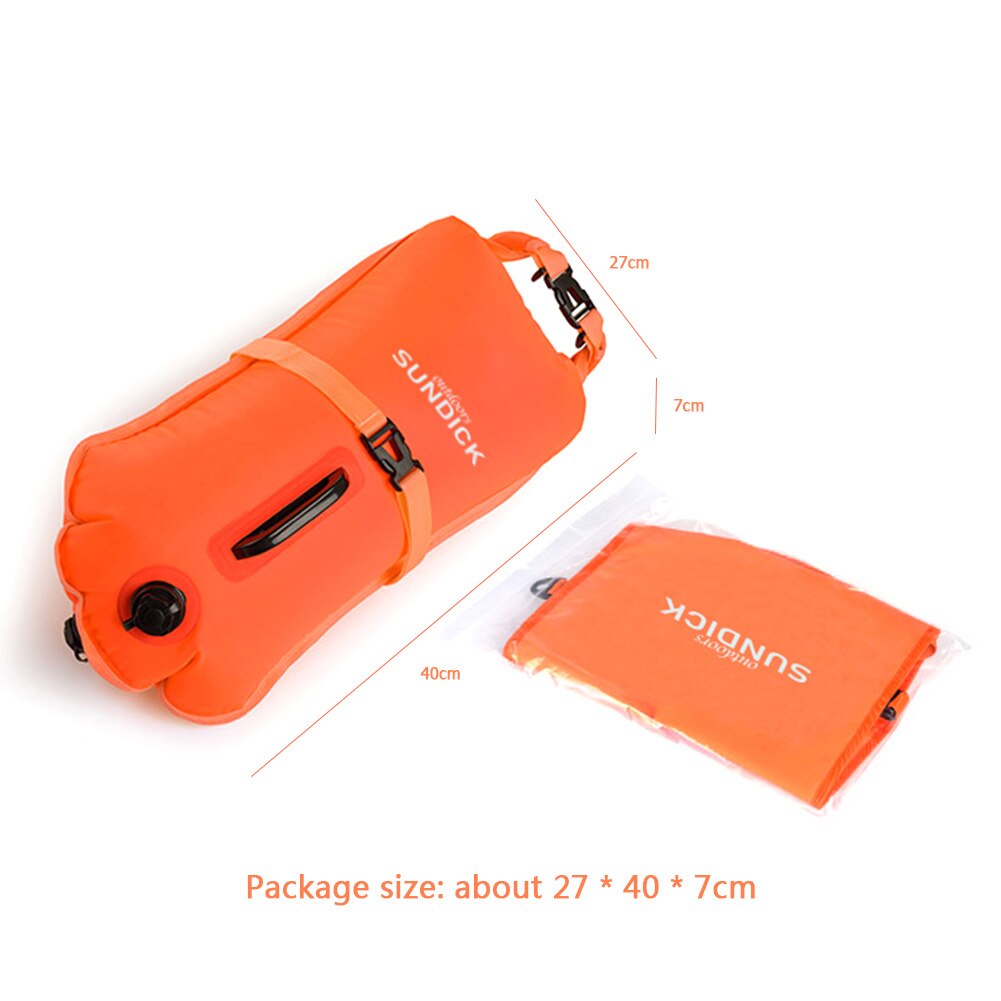 Pvc-wasserdichte tasche 28l schwimm-doppel-airbag-aufblasbare wasserdichte tasche, strand-schnorchel-drifttasche (orange)