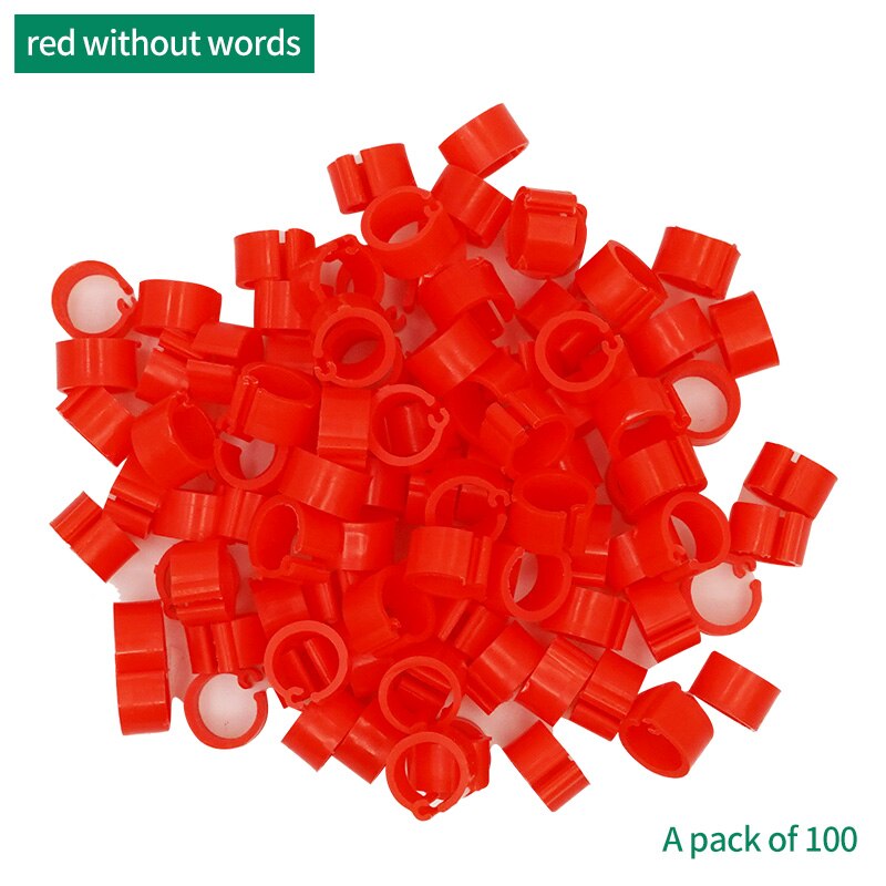 100Pcs 11Colors Birds Feet Rings Inner Diameter 8Mm Width 7Mm Plastic Clip Ring Pigeon Dove Quail Foot Ring Farm Animal Carrier: Red