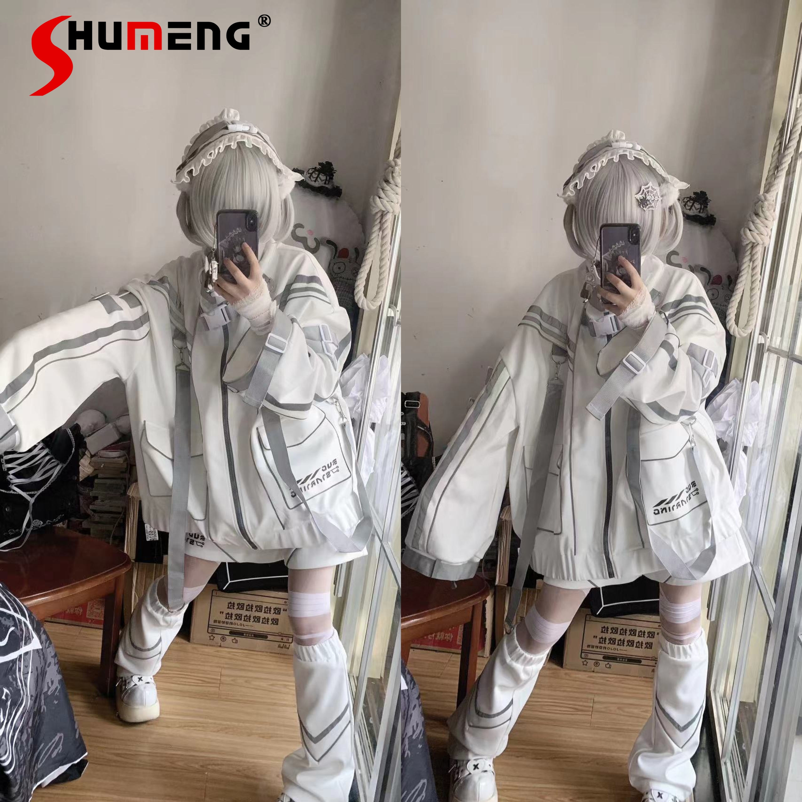 Sportbekleidung-Mantel Ich bin japanischen Stil neue Original y2k Bergwerk Paar sub reflektierende verlieren Mantel Frauen
