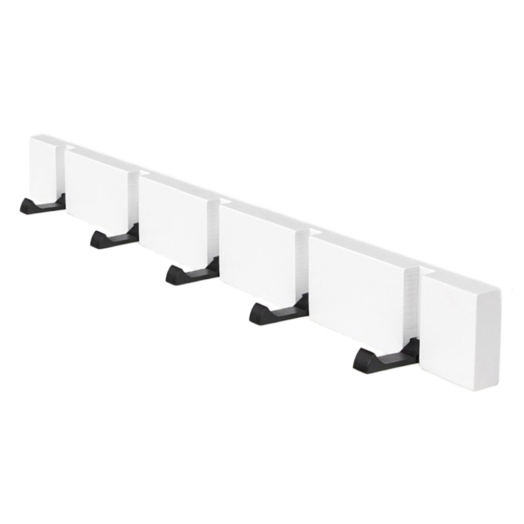 Folding Wooden Board Hooks Wall Door Hanger For Bathroom Robe Towel Coat Clothing Bedroom Kitchen - White 5 Hooks: White 5 Hooks