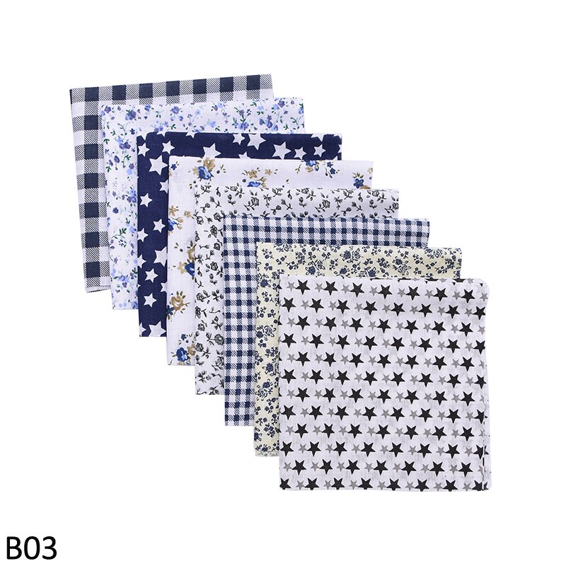 8Pcs/set 25*25cm Mixed Style Floral Print Handmade Fabric Patchwork Fabric Cotton For DIY Sewing Craft Sewing Quilting Fabrics: B03 black