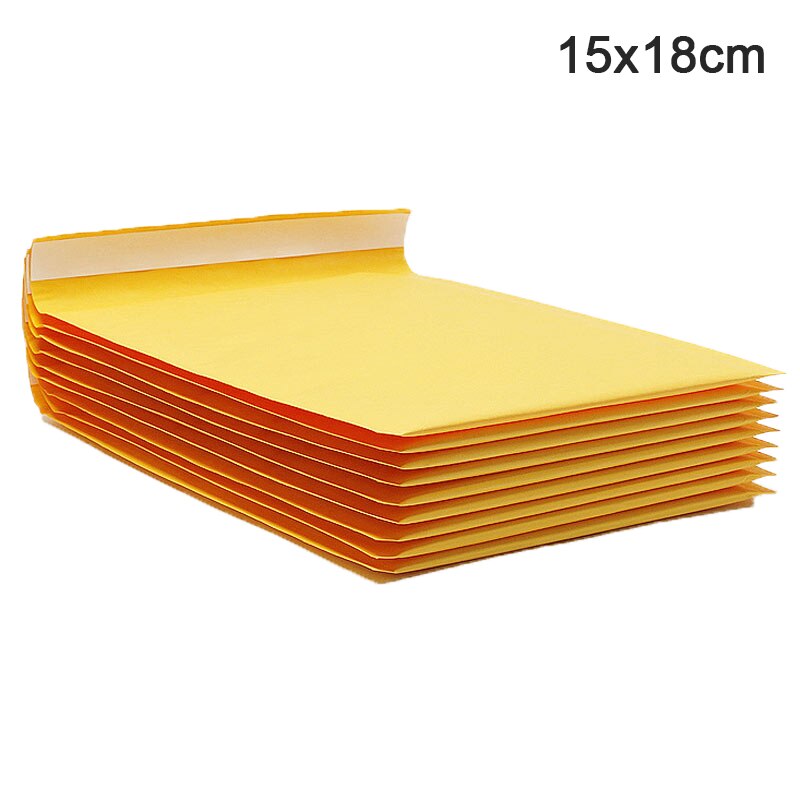 1 pièce ng collant jaune papier Kraft enveloppes à bulles sacs sac de Protection: 15x18cm