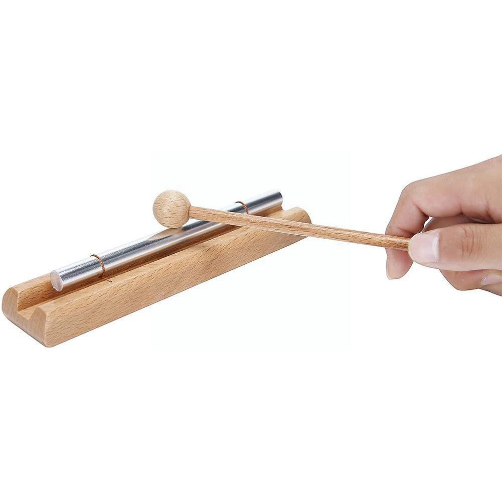 Campana de instrumentos de percusión de madera con mazo para golpear para oración, bolsa de almacenamiento de Yoga, carillón de meditación, energía curativa, Mindfu C4T9