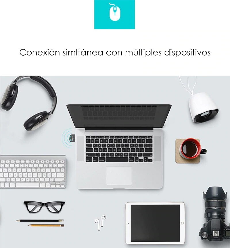 Adaptador Dongle USB de Bluetooth 5.0, Bluetooth USB Transmisor y Receptor para PC con Windows 7/8//10, Plug and Play