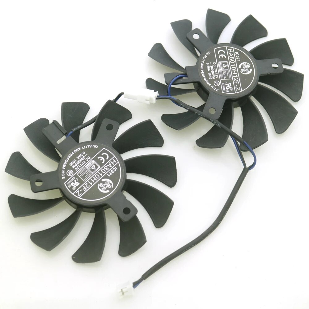 Ventilateur de refroidissement pour carte graphique MSI GTX 1050ti HA8010H12F-Z, 12V, 1050 a, 75mm, 2 broches, 1650