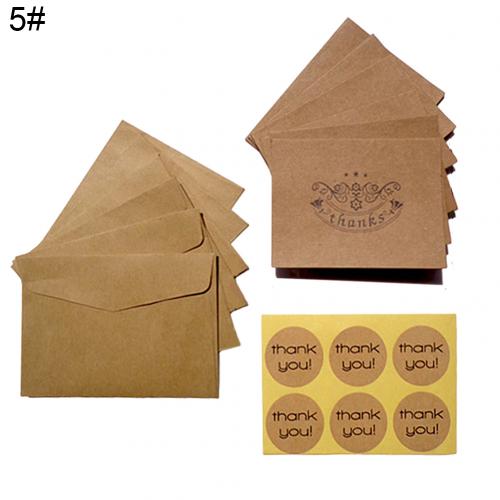 6 stk / sæt vintage tomt kort tak lykønskning kraftpapir kort kuverter bryllupsfest reception håndværk foldbare postkort: 5