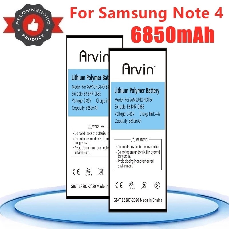 100% Originele Batterij EB-BN910BBE EB-BN910BBK Voor Samsung Galaxy NOTE4 N910a N910V N910C Note 4 N910u N910F N910H 6850Mah