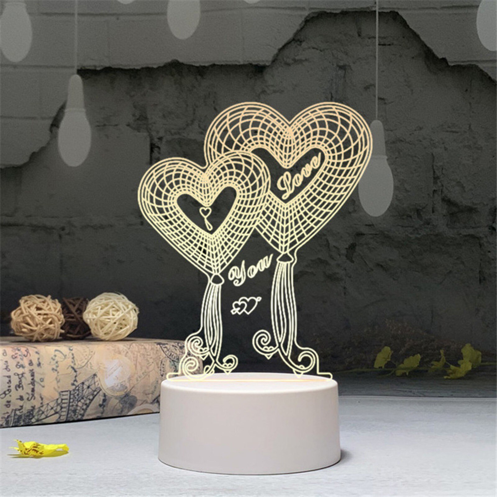 Veilleuse LED 3D avec chargeur USB, attrape-animaux, luminaire décoratif d'intérieur, idéal pour une Table, un bureau ou une chambre à coucher, ou comme de noël: F