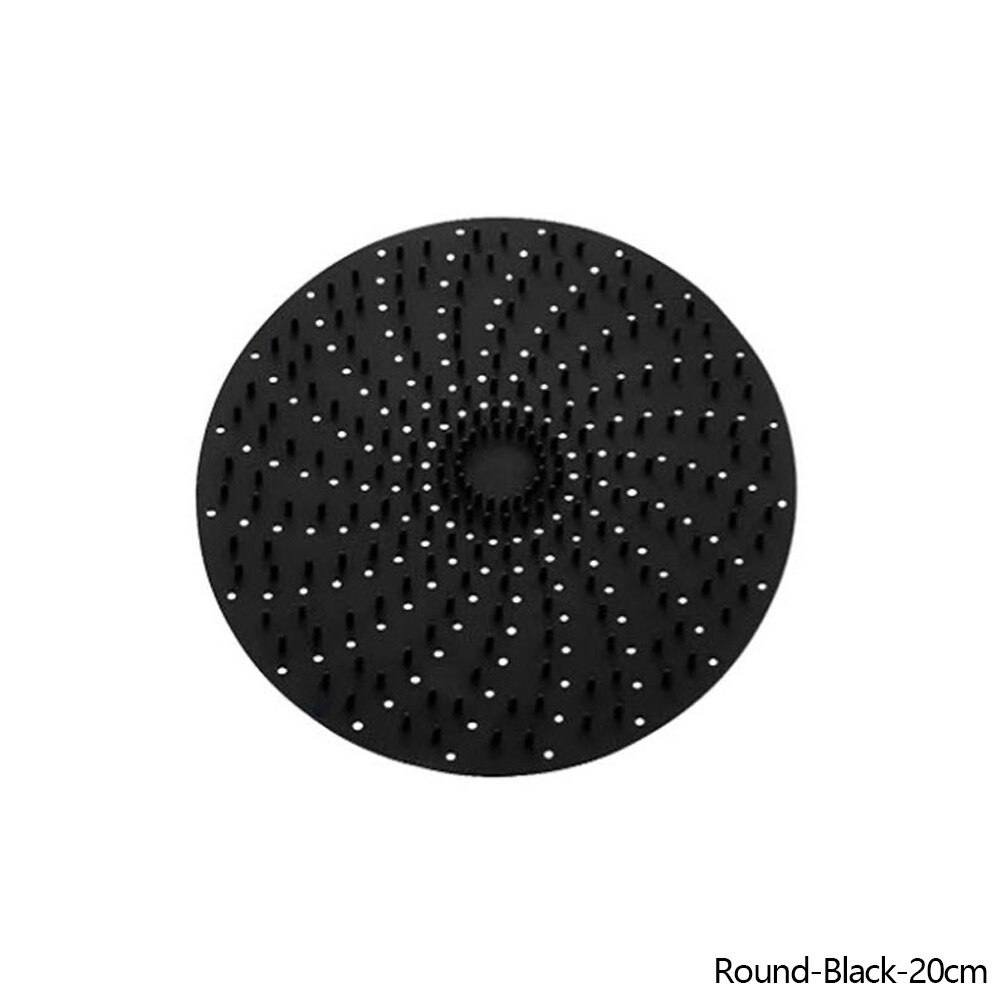 Alfombrilla para freidora de aire, cesta de silicona antiadherente de grado alimenticio para freidoras de aire de 8/9 pulgadas, accesorios de cocina: B-Round-Black-20cm