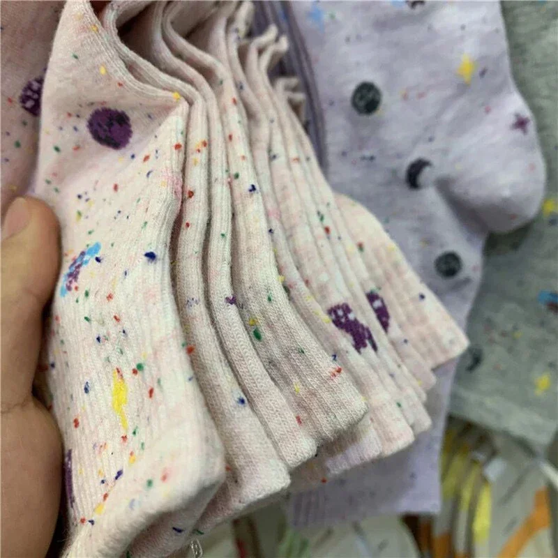 Calcetines divertidos con de estrellas y Luna para mujer, calcetín de tubo espacial con planeta Harajuku, colorido, dulce, cálido, informal, ropa de calle Meias