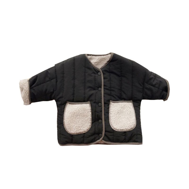 Autumn Winter Boys and Girls Regular Korean Style Cotton Kids Jacket Single-Breasted Pockets Warm Fashionable