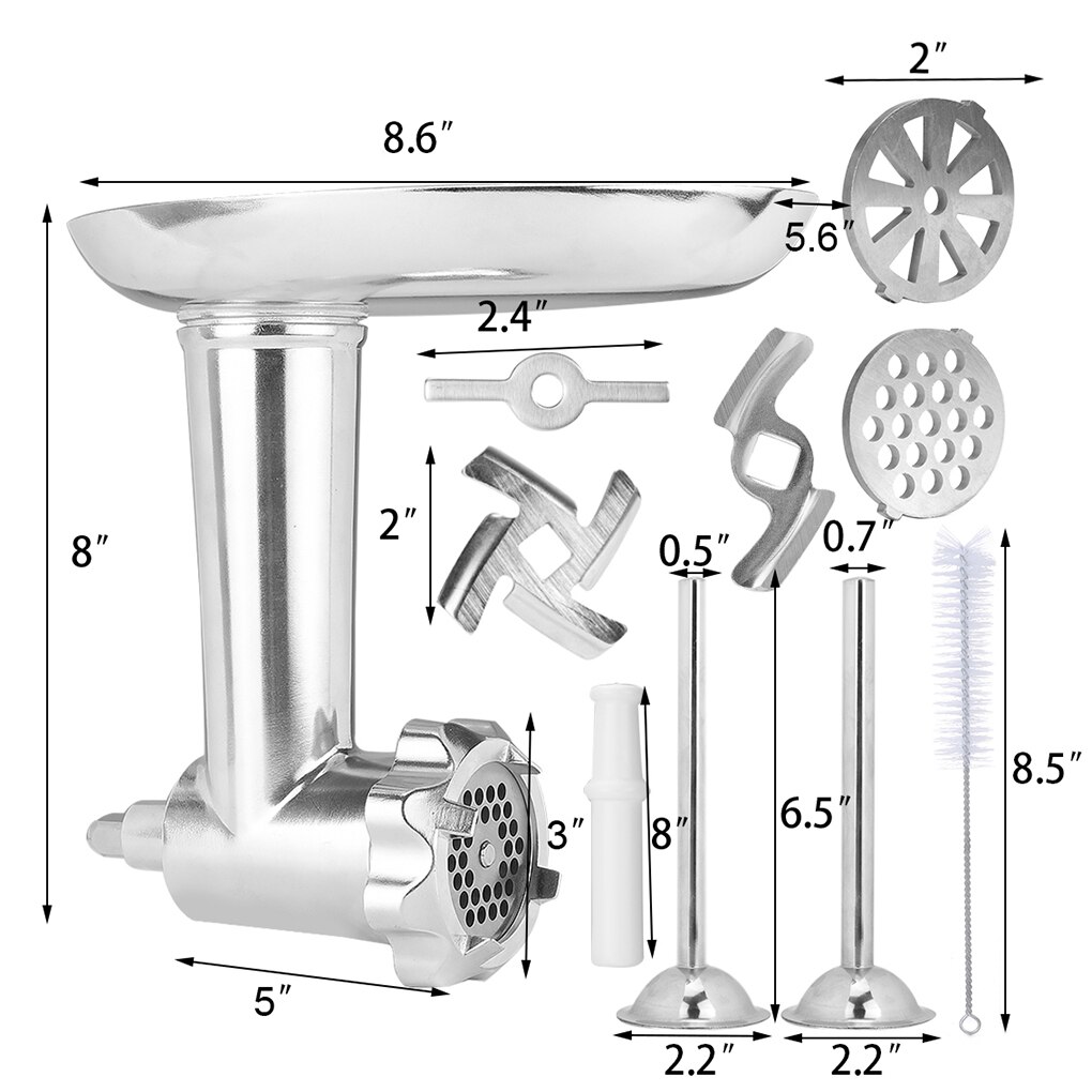 Metal Meat Food Grinder Attachment for KitchenAid Stand Mixer Rod Grinder Sausage Filling Attachment For KitchenAid Blender: Default Title