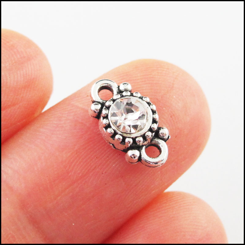 30 pièces cristal mélangé tibétain argent plaqué rond fleur charmes connecteurs 6.5x11.5mm: orange
